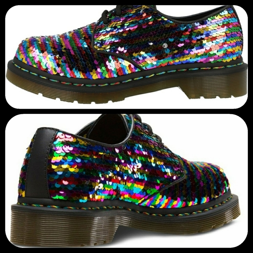 ποΈ Dr Martens 1461 Rainbow Sequins Oxford shoes 7 - Picture 14 of 16